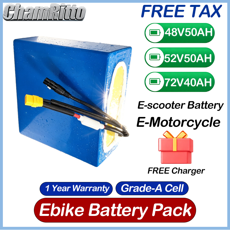 แบตเตอรี่จักรยานไฟฟ้า 48V 52V  - 60V 50Ah Electric Scooter Battery บทวิจารณ์และราคา